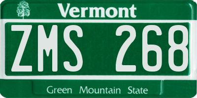 VT license plate ZMS268