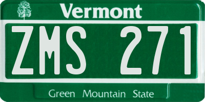 VT license plate ZMS271