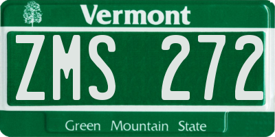 VT license plate ZMS272