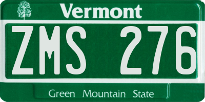 VT license plate ZMS276