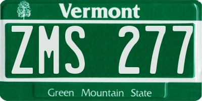 VT license plate ZMS277