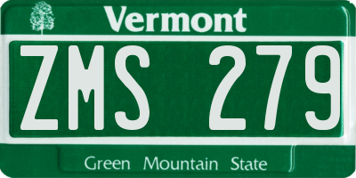 VT license plate ZMS279