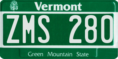 VT license plate ZMS280