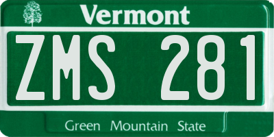 VT license plate ZMS281