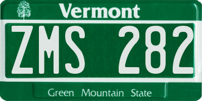 VT license plate ZMS282