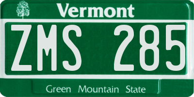 VT license plate ZMS285