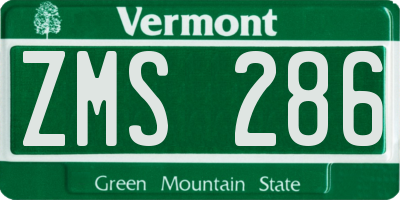 VT license plate ZMS286
