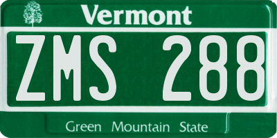 VT license plate ZMS288