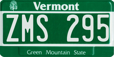 VT license plate ZMS295
