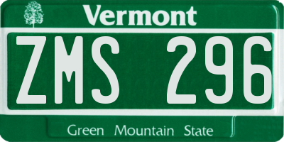 VT license plate ZMS296