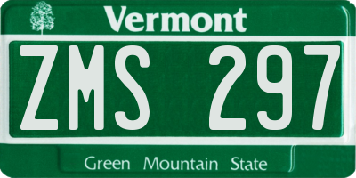 VT license plate ZMS297