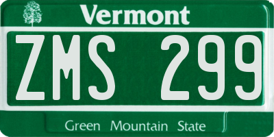 VT license plate ZMS299