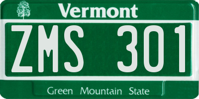 VT license plate ZMS301