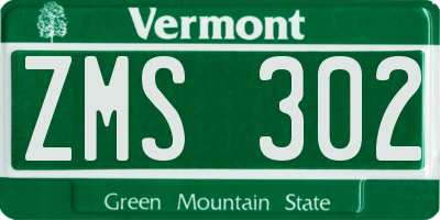 VT license plate ZMS302