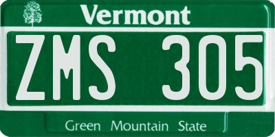 VT license plate ZMS305