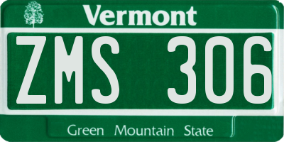 VT license plate ZMS306