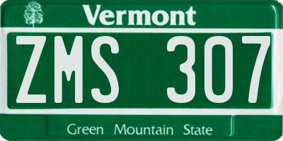 VT license plate ZMS307