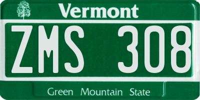 VT license plate ZMS308