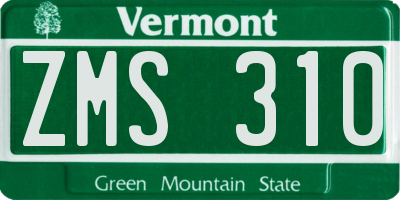 VT license plate ZMS310