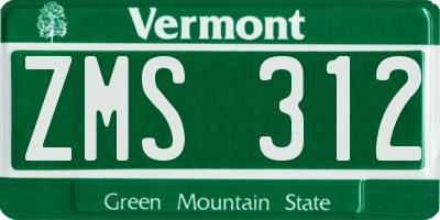 VT license plate ZMS312