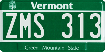 VT license plate ZMS313
