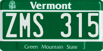 VT license plate ZMS315