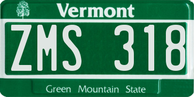 VT license plate ZMS318