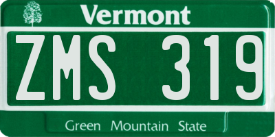 VT license plate ZMS319