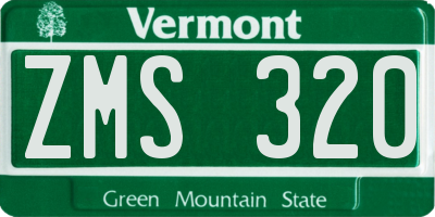 VT license plate ZMS320