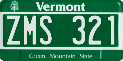 VT license plate ZMS321