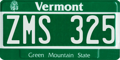 VT license plate ZMS325