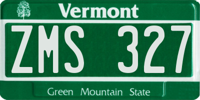 VT license plate ZMS327