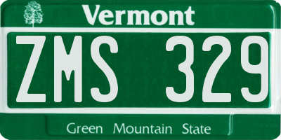VT license plate ZMS329