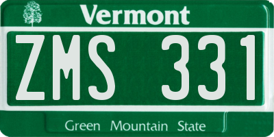 VT license plate ZMS331
