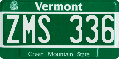 VT license plate ZMS336