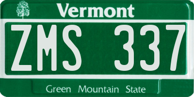 VT license plate ZMS337