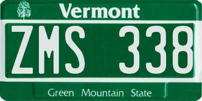 VT license plate ZMS338