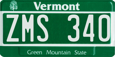 VT license plate ZMS340