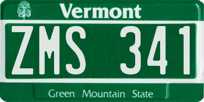 VT license plate ZMS341
