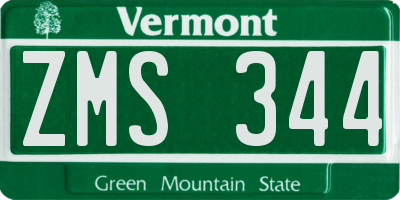 VT license plate ZMS344