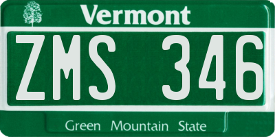 VT license plate ZMS346