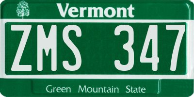 VT license plate ZMS347