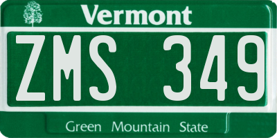 VT license plate ZMS349