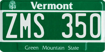 VT license plate ZMS350