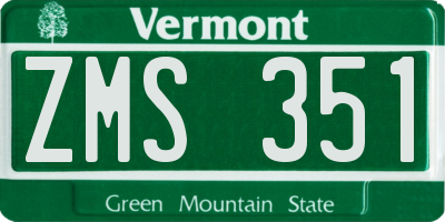 VT license plate ZMS351