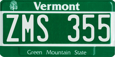 VT license plate ZMS355