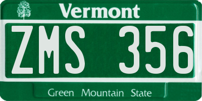 VT license plate ZMS356