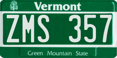 VT license plate ZMS357