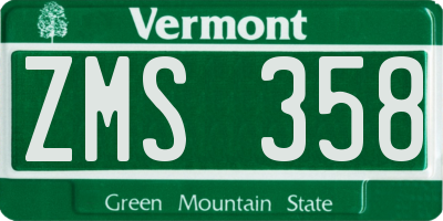 VT license plate ZMS358