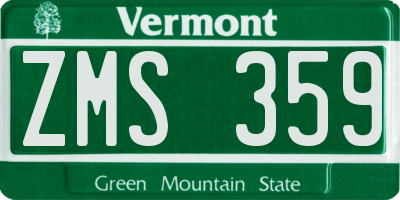 VT license plate ZMS359